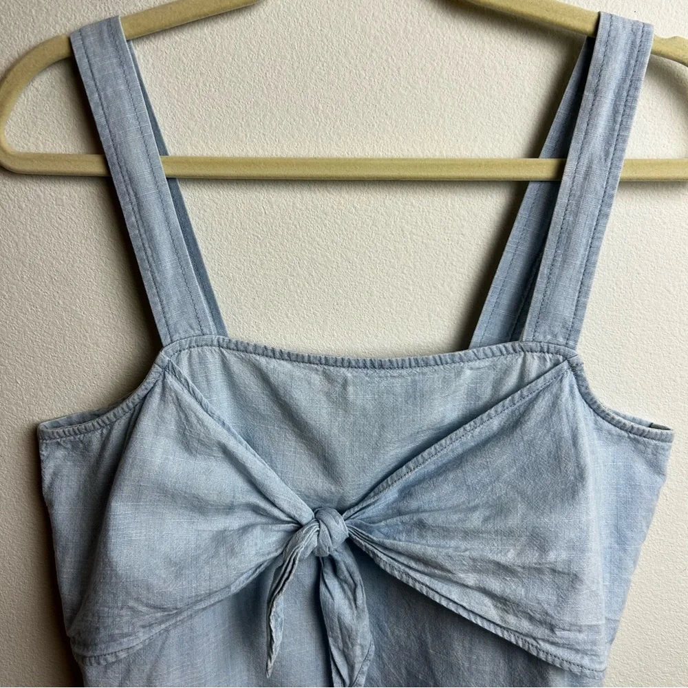 Madewell Light blue Chambray tie-front cami top size: 4 - Picture 3 of 7